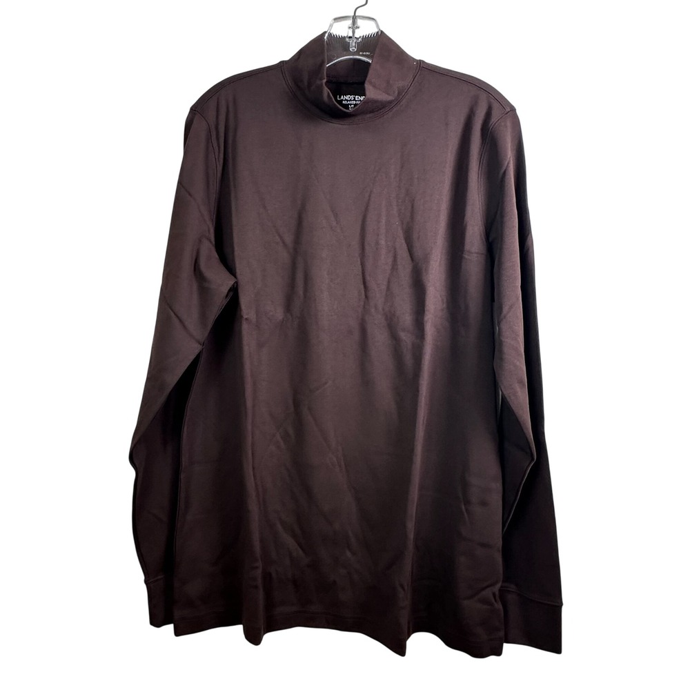 Lands End Women's L/T Sarsaparilla Brown Mock Neck Long Sleeve Relaxed Fit
